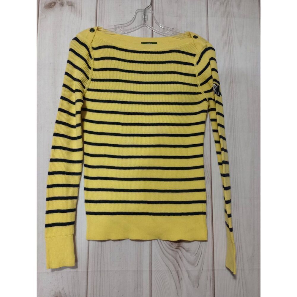 Lauren Jeans Co‎ Sweater Ladies Medium Yellow Black Light Weight